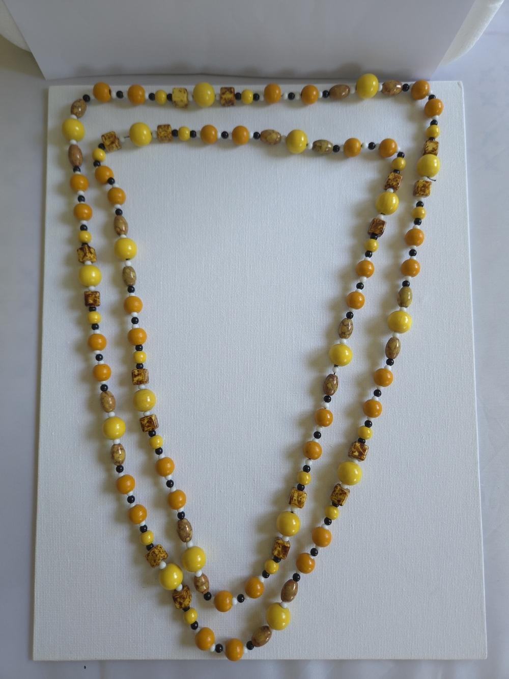 Vintage 1970s Wooden Bead Necklace Multi Strand